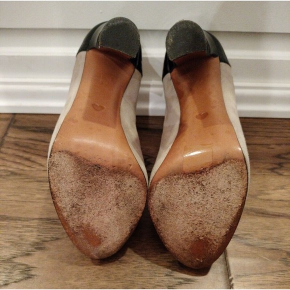 Moschino Size 7.5 Cheap and Chic Peep Toe Heels Suede & Patent Leather Italy - Picture 9 of 16